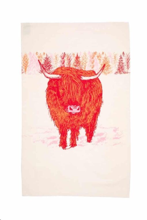 Trusty Highland Cow Tea Towel by Cherith Harrison
