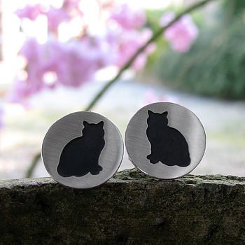 Silver Cat Cufflinks