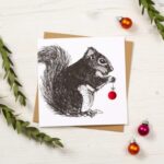 Cheery Red Squirrel Christmas Card by Cherith Harrison