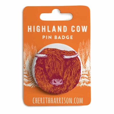 Highland Cow Pin Badge by Cherith Harrison