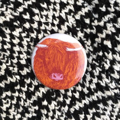 Highland Cow Pin Badge by Cherith Harrison