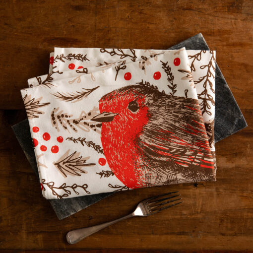 Christmas Robin Tea Towel by Cherith Harrison