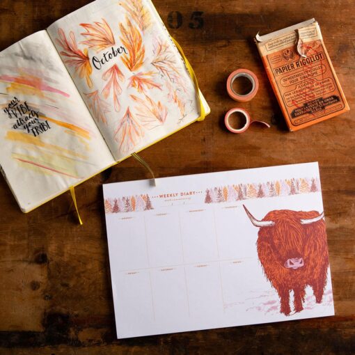 Highland Cow Weekly Planner by Cherith Harrison