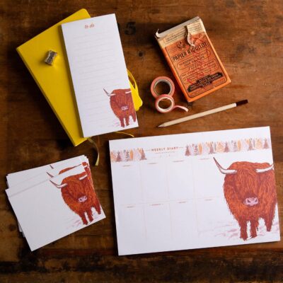 highland cow stationery by Cherith Harrison