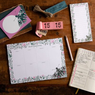 butterfly and thistle flower stationery by Cherith Harrison