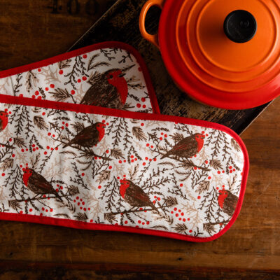 Robin oven gloves by Cherith Harrison