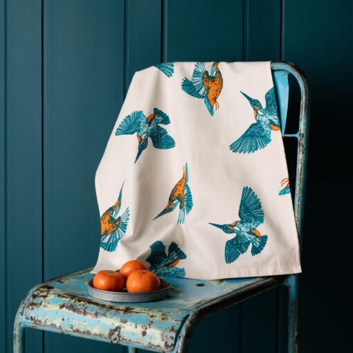 Cherith Harrison Kingfisher Cotton Tea Towel