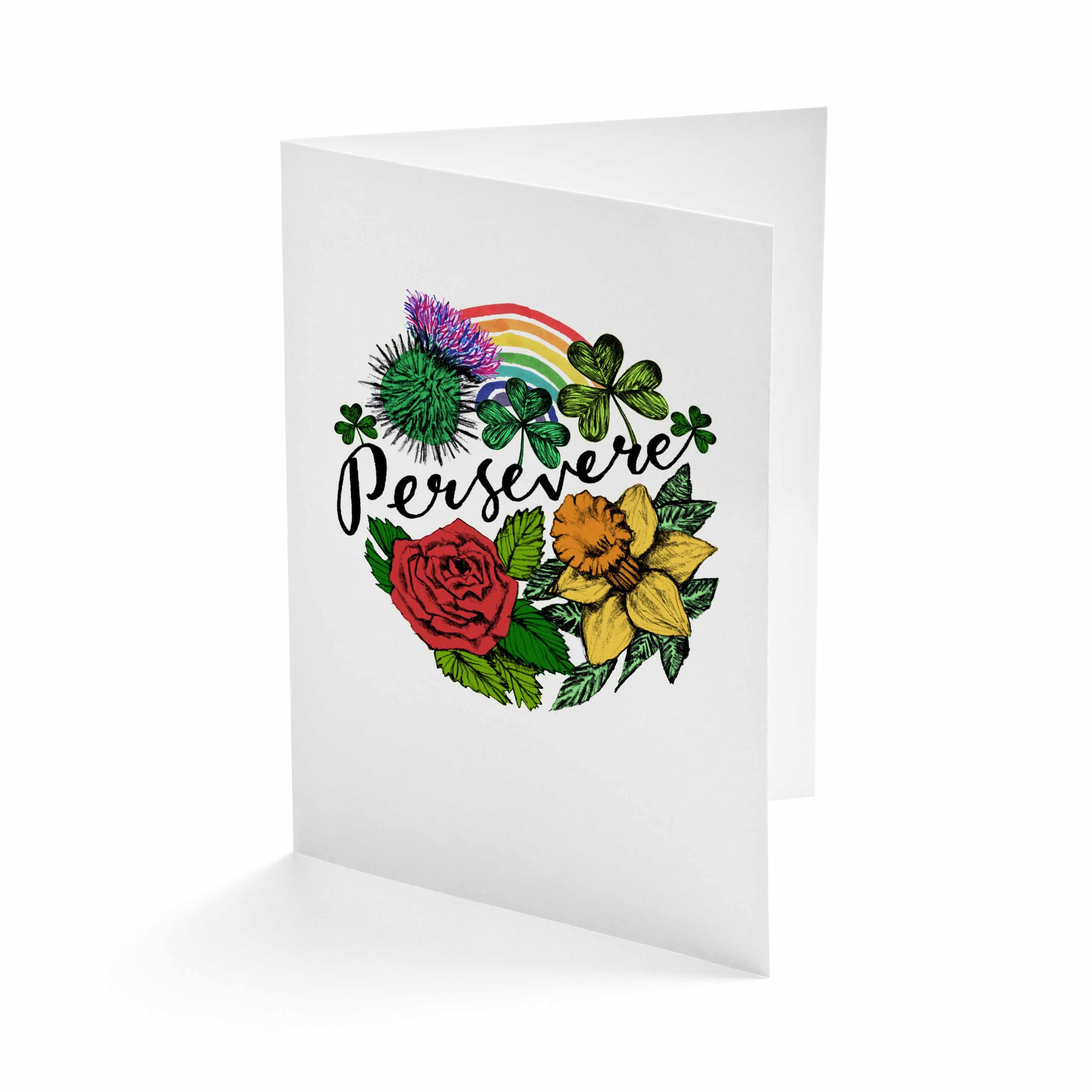 Persevere Rainbow Greetings Card by Cherith Harrison
