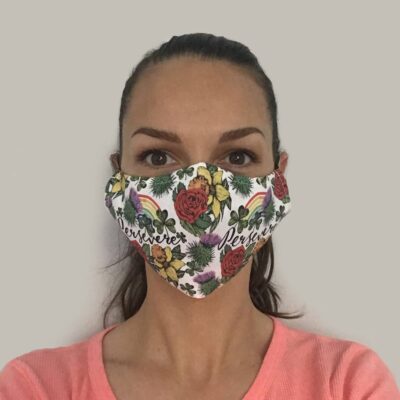 Rainbow face mask by Cherith Harrison
