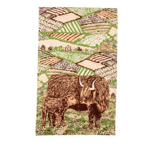 Highland Cow Love Tea Towel by Cherith Harrison
