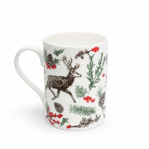 Christmas reindeer bone china mug by Cherith Harrison