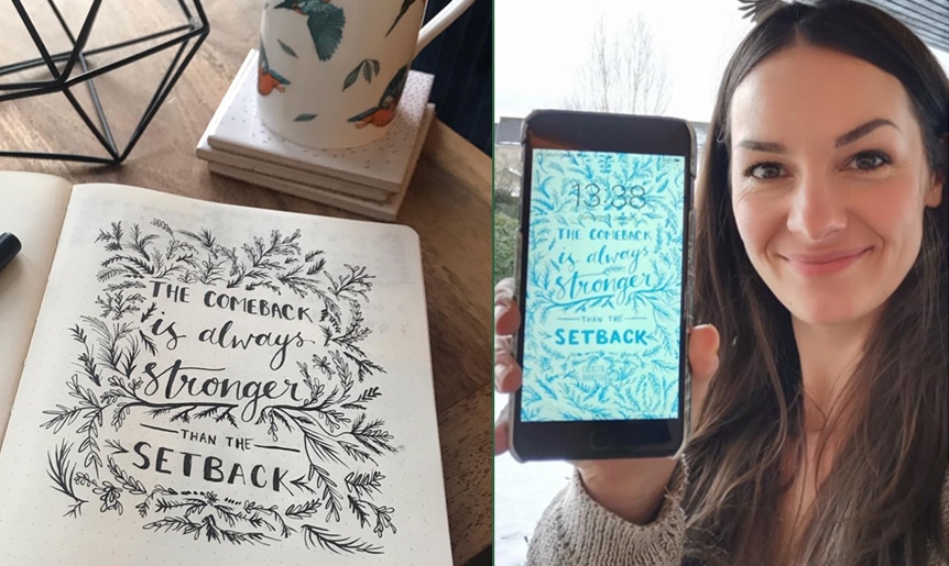 Digital wallpaper and phone background in inspiring quote design by Cherith Harrison