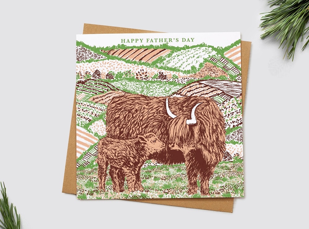 highland cow card fathers day
