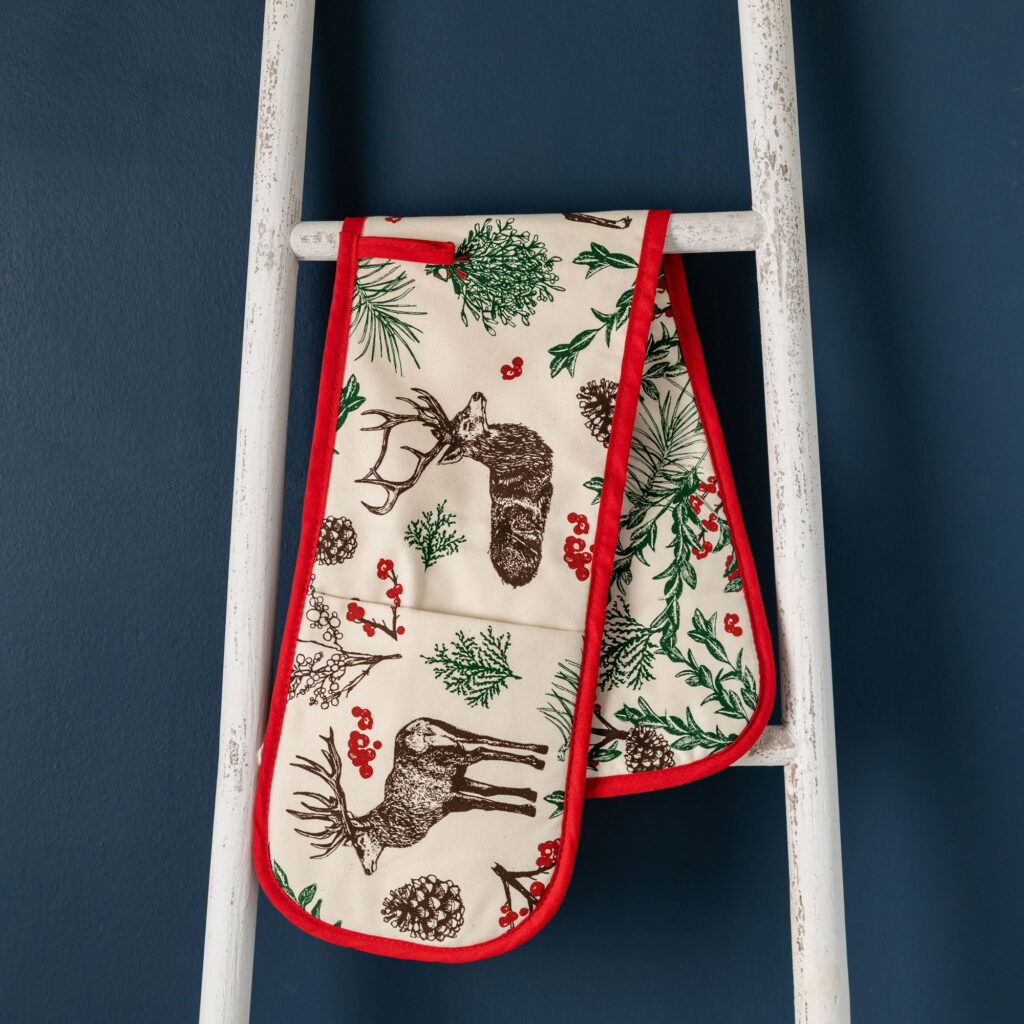 Christmas Reindeer Oven Gloves by Cherith Harrison