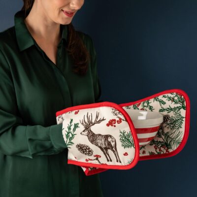 Christmas Reindeer Oven Gloves by Cherith Harrison