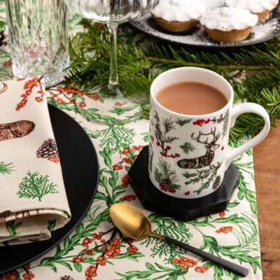 Christmas reindeer bone china mug by Cherith Harrison