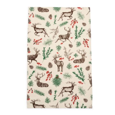 Christmas Reindeer Tea Towel made from unbleached cotton