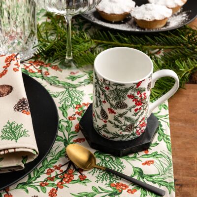 Christmas garden bone china mug by Cherith Harrison
