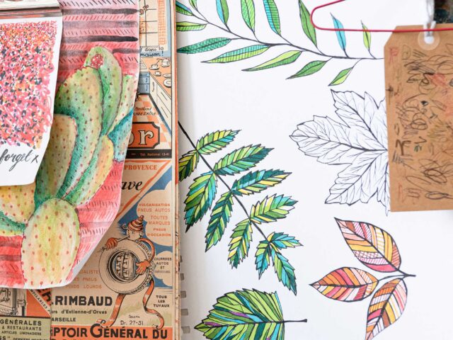 Moodboard of Leaves and Illustrations