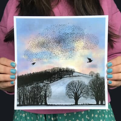 Starling Murmuration at Sunrise Print by Cherith Harrison