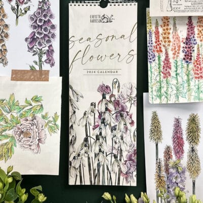Cherith Harrison Seasonal Flowers Calendar Front with Moodboard Flowers