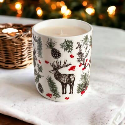 Luxury Christmas Reindeer Candle by Cherith Harrison with lights
