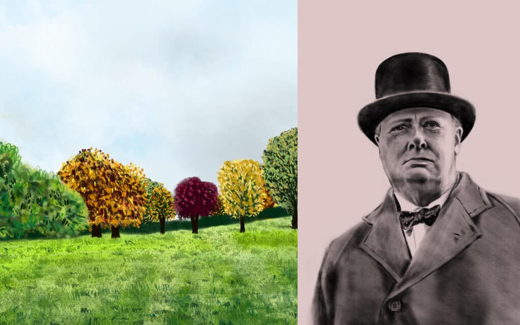 Cherith Harrison's Drawing of Winston Churchill and Fields