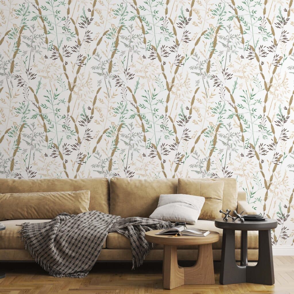 Wild Grass Living Room Wallpaper by Cherith Harrison