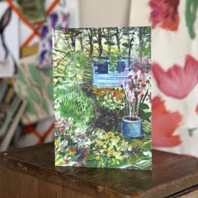 Allotment Shed Greetings Card by Cherith Harrison