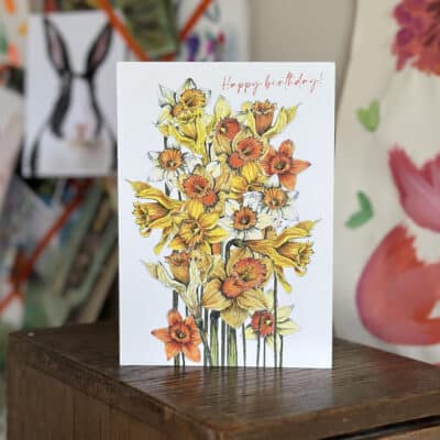 Happy Birthday Daffodils Greetings Card by Cherith Harrison