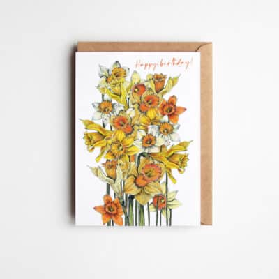 Happy Birthday Daffodils Greetings Card by Cherith Harrison