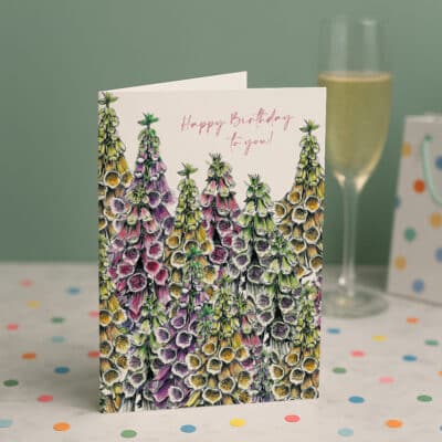 Foxgloves Birthday Card