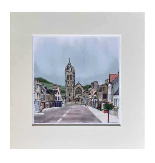 Mounted Peebles High Street print