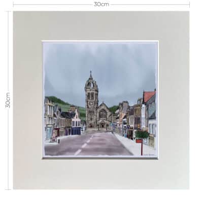 Mounted Peebles High Street print measurments