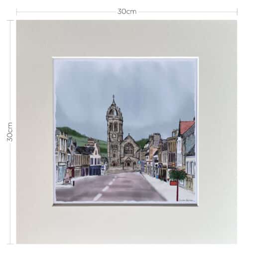 Mounted Peebles High Street print measurments