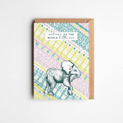 New Baby Elephant Greetings Card by Cherith Harrison