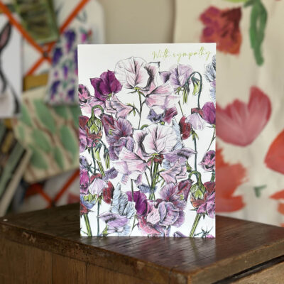 Sympathy Sweet Peas Greetings Card by Cherith Harrison