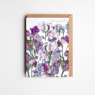 Sympathy Sweet Peas Greetings Card by Cherith Harrison