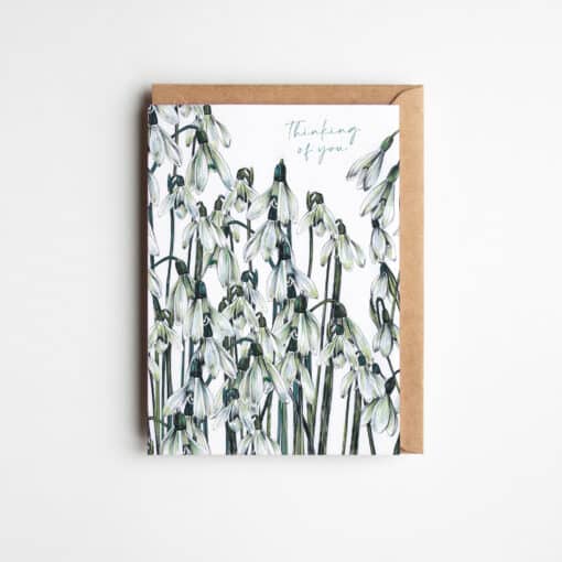 Thinking of You Snowdrops Greetings Card by Cherith Harrison