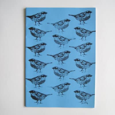 Screen Printed Bird Jotters Blue Pink Orange
