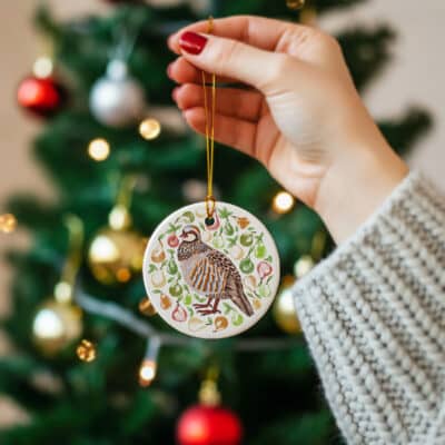 Christmas Partridge in a pear Tree Ceramic Decoration