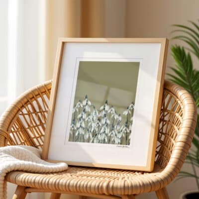 Watercolour and Ink Snowdrops Fine Art Print