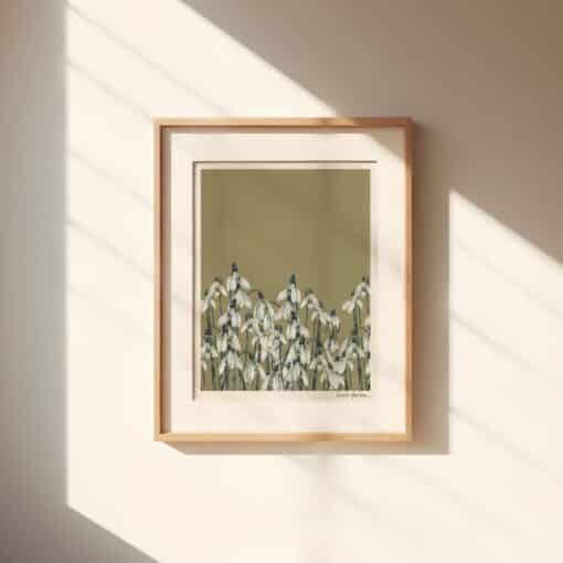Cherith Harrison Framed Snowdrops Fine Art Print on Wall 16 x 20