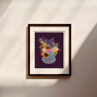 Cherith Harrison Framed Wild Garden Bouquet Vase Fine Art Print in Black Frame 16 x 20