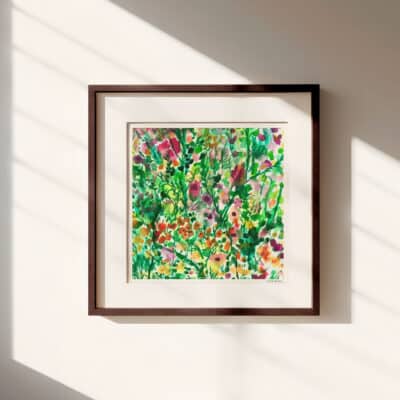 Cherith Harrison Framed Wildflowers Fine Art Print on Wall Dark Frame 20 x 20
