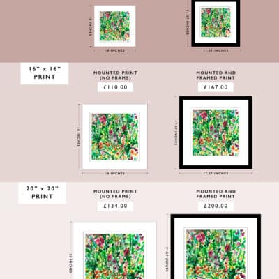 Cherith Harrison Website Mount and Frame Size Pricing Wildflowers