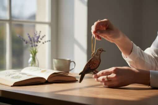 Turtle Dove Wooden Decoration