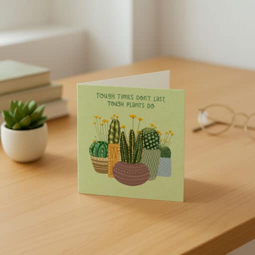 Tough Plants Card on Desk Tough Plants Card on Desk