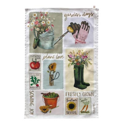 Garden Days Spring Gardening Tea Towel Flatlay