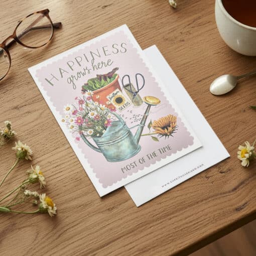 Spring Gardening Days Happiness Grows Here Notecard by Window